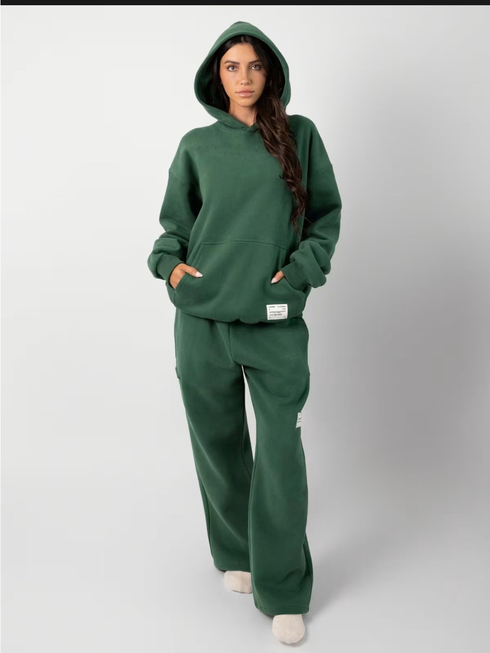 Comfrt Club Affirmation Jogger/Zip Hoodie Set. Sz Small Hunter Green